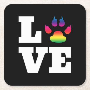 Dessous-de-verre Carré En Papier Rainbow paw