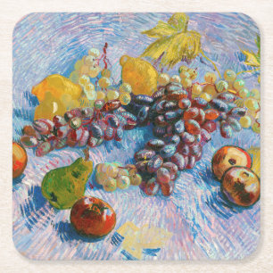 Dessous-de-verre Carré En Papier Raisins, citrons, poires et pommes, Van Gogh