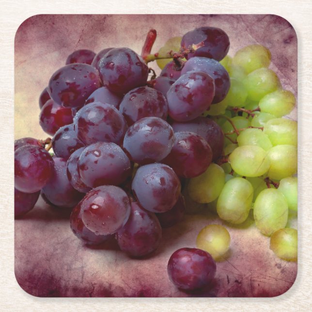 Dessous-de-verre Carré En Papier Raisins Rouge Et Vert (Devant)