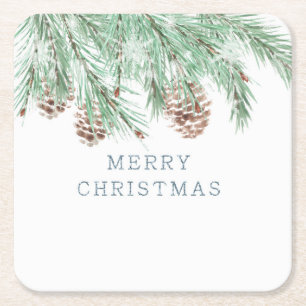 Dessous-de-verre Carré En Papier rameaux avec cônes, Noël, cônes de Noël
