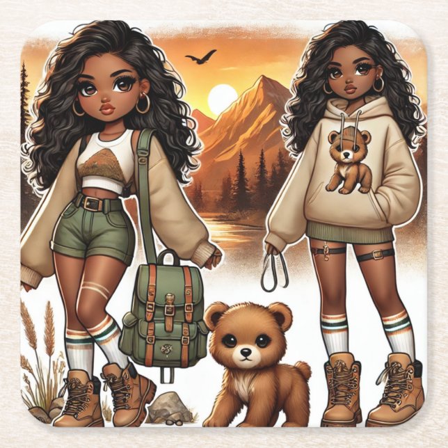 Dessous-de-verre Carré En Papier Randonnée Aventure & Style (Devant)