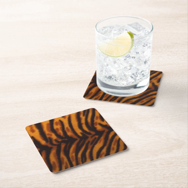 Dessous-de-verre Carré En Papier Rayures de tigre. (En situation)