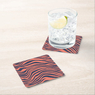 Dessous-de-verre Carré En Papier Rayures de tigre glamour corail Imprimé animal