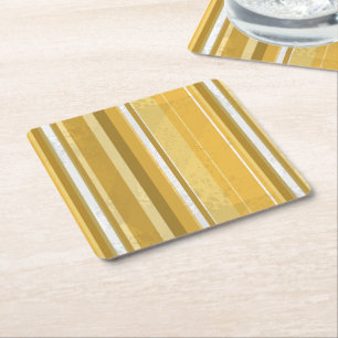 Dessous-de-verre Carré En Papier Rayures Jaune