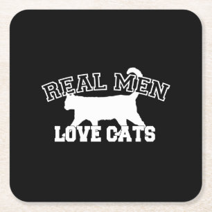 Dessous-de-verre Carré En Papier Real Men Love Cats Celui-ci est blanc