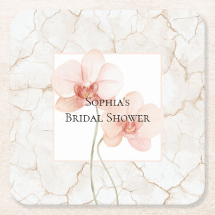 Dessous-de-verre Carré En Papier Réception de mariage floral d'orchidée tropicale e