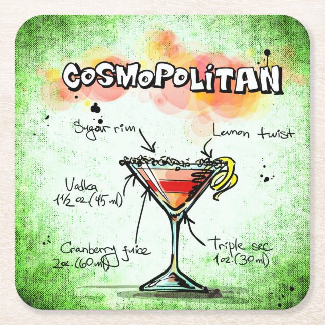 Dessous-de-verre Carré En Papier Recette COSMOPOLITAN (Devant)