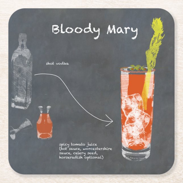 Dessous-de-verre Carré En Papier Recette de Bloody Mary (Devant)