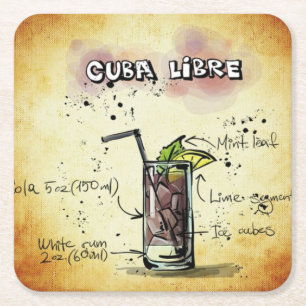 Dessous-de-verre Carré En Papier Recette de boisson Cuba Libre Bartender