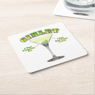Dessous-de-verre Carré En Papier Recette de cocktail Gimlet Martini Art
