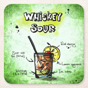 Dessous-de-verre Carré En Papier Recette Whiskey Sour Drink