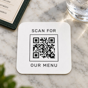 Dessous-de-verre Carré En Papier Rechercher notre menu Code QR personnalisé et logo