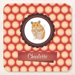 Dessous-de-verre Carré En Papier Red Ajouter Votre Nom Hamster