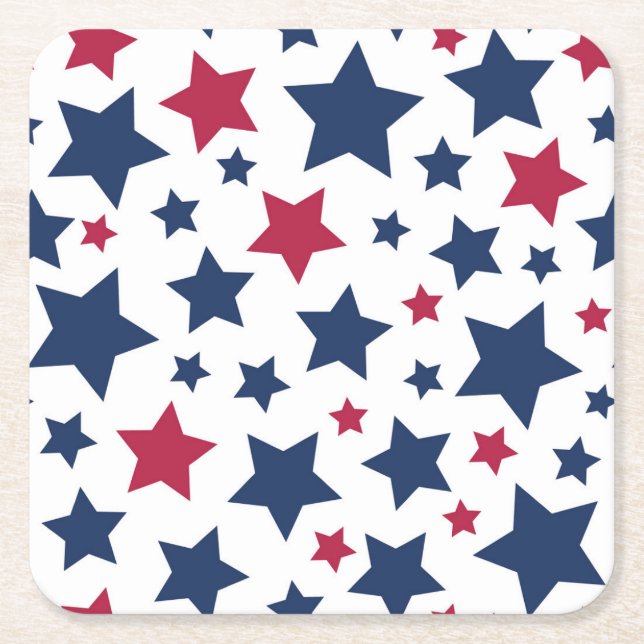 Dessous-de-verre Carré En Papier Red and Blue Stars - motif de drapeau américain (Devant)