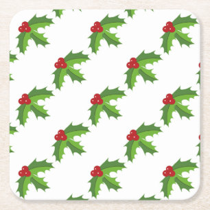 Dessous-de-verre Carré En Papier Red Berry Holly