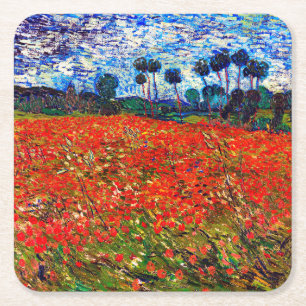 Dessous-de-verre Carré En Papier Red Flower Field, Van Gogh