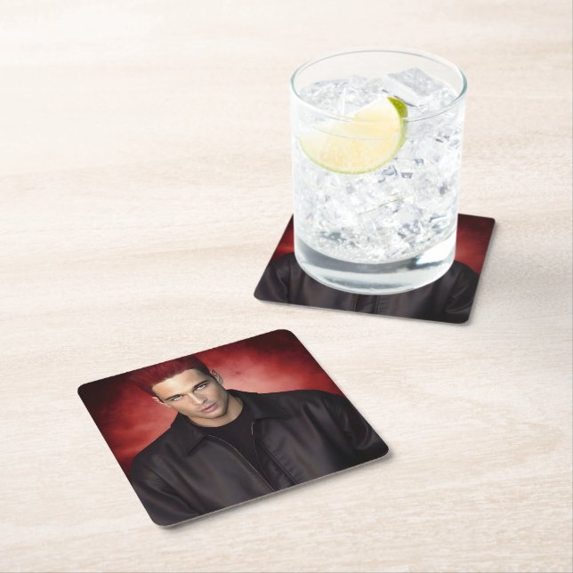 Dessous-de-verre Carré En Papier Red Gravity paper coaster (En situation)