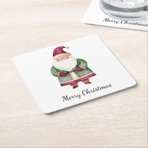 Dessous-de-verre Carré En Papier Red Green Noël Père Noël