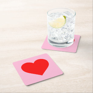 Dessous-de-verre Carré En Papier Red Heart Beat Pastel Rose
