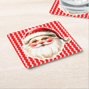Dessous-de-verre Carré En Papier Red Retro Santa Claus Red Ric Rac Noël