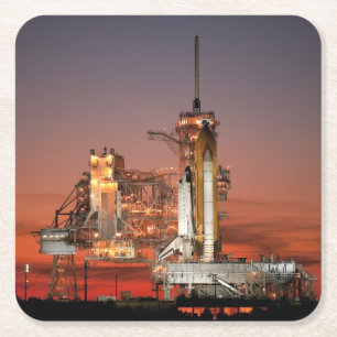 Dessous-de-verre Carré En Papier Red Sky for Space Shuttle Atlantis Launch