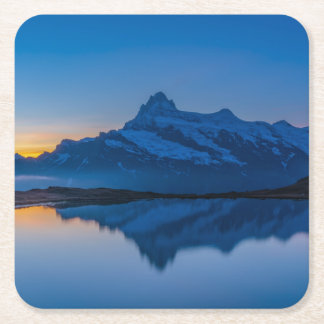 Dessous-de-verre Carré En Papier Reflet de l'eau au coucher du soleil sur la montag