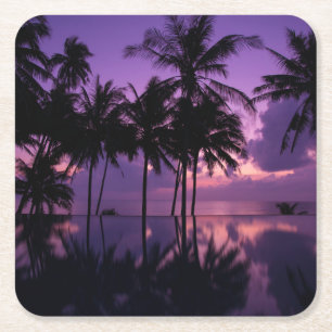 Dessous-de-verre Carré En Papier Réflexion de palmier