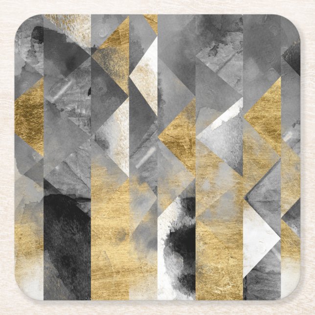 Dessous-de-verre Carré En Papier Réflexions dorées I (Devant)