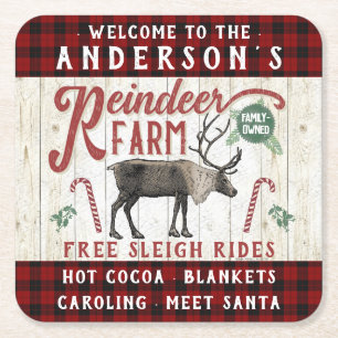 Dessous-de-verre Carré En Papier Reindeer Farm Russe Vintage Farmhouse Nom personna