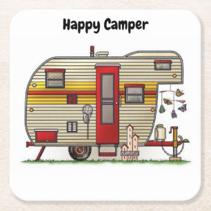 Dessous-de-verre Carré En Papier Remorque de Camper