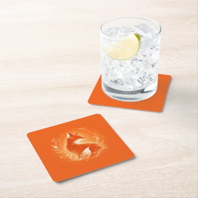 Dessous-de-verre Carré En Papier renard (En situation)