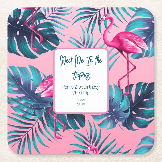 Dessous-de-verre Carré En Papier Rencontrez-moi dans les tropiques Anniversaire Fil (Devant)