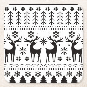 Dessous-de-verre Carré En Papier Renne de Noël en art folklorique moderne