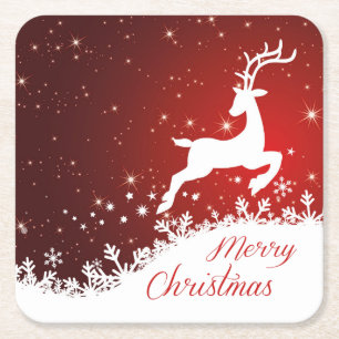 Dessous-de-verre Carré En Papier Rennes de rennes, flocons de neige Noël