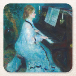 Dessous-de-verre Carré En Papier Renoir femme à l'impressionniste Vintage de piano