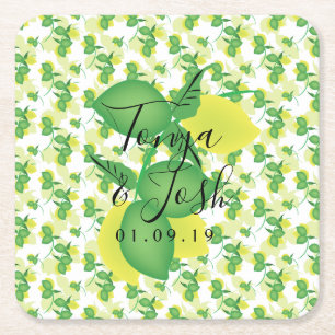 Dessous-de-verre Carré En Papier Répéter Silo Citron Citron Vert Mariage Moderne