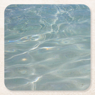 Dessous-de-verre Carré En Papier Résumé d'eau des Caraïbes Bleu Nature