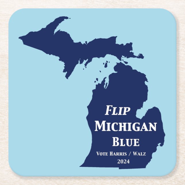 Dessous-de-verre Carré En Papier Retourner Michigan Blue en 2024 (Devant)