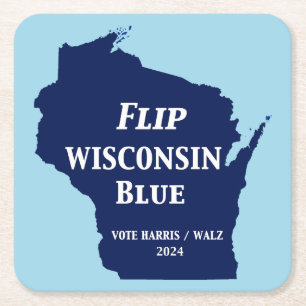 Dessous-de-verre Carré En Papier Retourner Wisconsin Blue en 2024