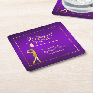 Dessous-de-verre Carré En Papier Retraite Golf Party Classique Violet Golden Woman