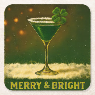 Dessous-de-verre Carré En Papier Retro 50s Trèfle à 4 Feuilles Irish Christmas Mart