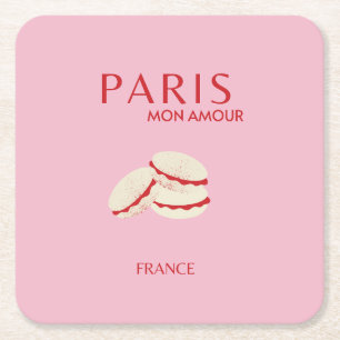 Dessous-de-verre Carré En Papier Retro Abstrait Pastel Paris Pink ans Pastel Travel