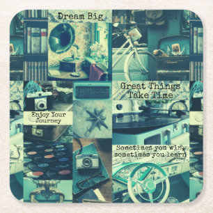 Dessous-de-verre Carré En Papier Retro Aesthétique Machine à écrire Collecte Citati