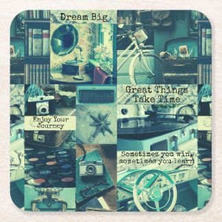 Dessous-de-verre Carré En Papier Retro Aesthétique Machine à écrire Collecte Citati