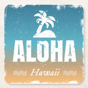 Dessous-de-verre Carré En Papier Rétro Aloha Hawaï