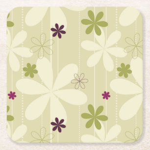 Dessous-de-verre Carré En Papier Rétro arrière - plan floral