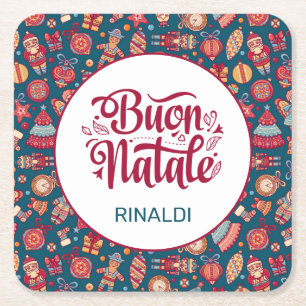 Dessous-de-verre Carré En Papier Retro Buon Natale