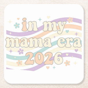Dessous-de-verre Carré En Papier Rétro Dans Mon Ère Mama 2026 Pastel Groovy Materni