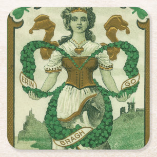 Dessous-de-verre Carré En Papier Rétro - Erin Go Braugh. Salutations de la Saint-Pa