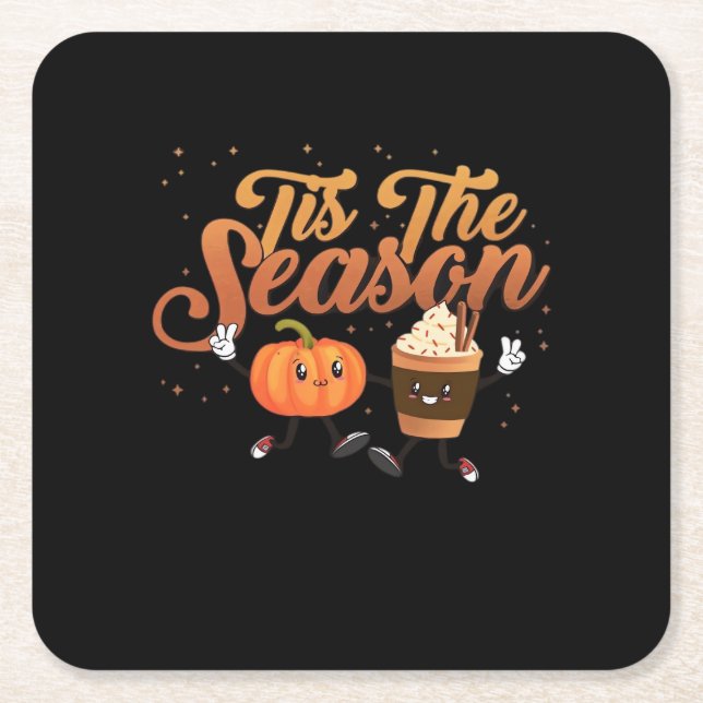 Dessous-de-verre Carré En Papier Retro Fall Tis The Season (Devant)
